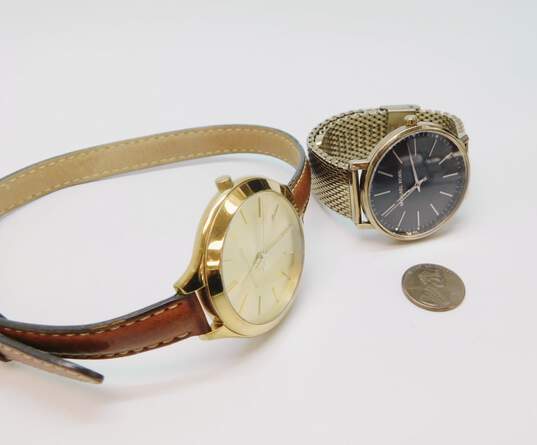 Michael Kors MK-2256 Leather Wrap & MK-4566 Mesh Band Women's Dress Watches 124.2g image number 4