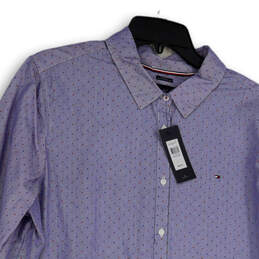 NWT Mens Blue Polka Dot Spread Collar Long Sleeve Button-Up Shirt Sz XXL