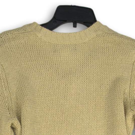 NWT Jones New York Womens Metallic Beige V-Neck Belted Pullover Sweater Size M image number 4