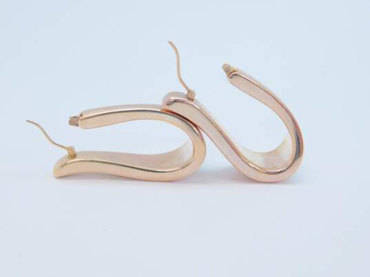 Milor 14K Rose Gold Chunky Puffed Unique Oblong Hoop Earrings 7.3g image number 4
