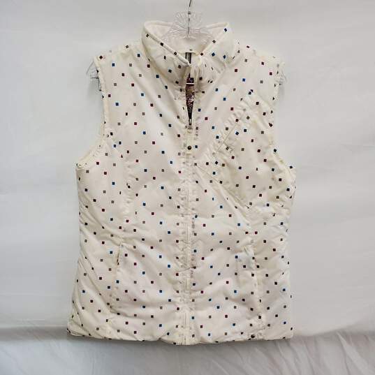 Burton's WM's Off White Confetti Polka Dot Puffer Vest Size L image number 1