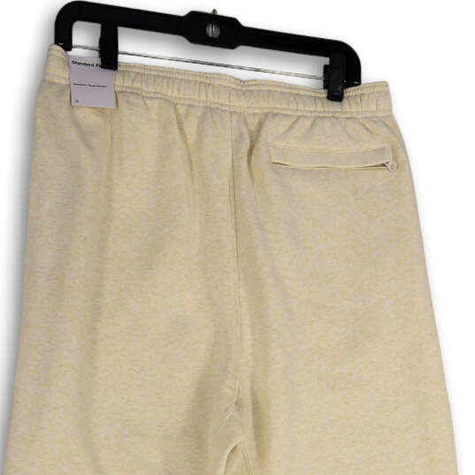 Mens Beige Elastic Waist Standard Fit Drawstring Jogger Pants Size L image number 4