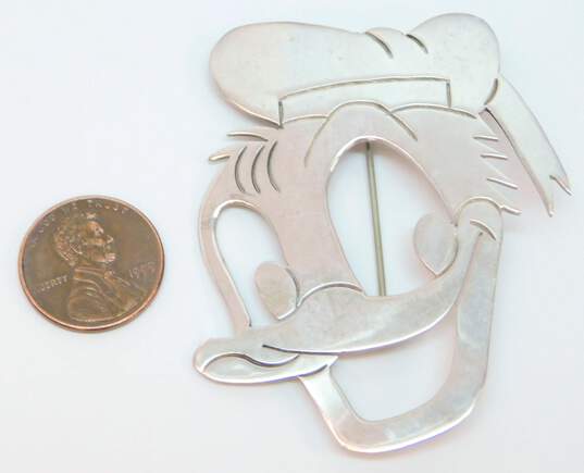 Vintage Taxco Sterling Silver Donald Duck Statement Brooch 16.4g image number 6