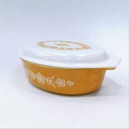 Vintage Pyrex Butterfly Gold 2.5 Qt. Oval Casserole Dish w/ Pattern Lid