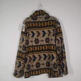 Mens Geometric Long Sleeve Button Front Cardigan Sweater Size Medium alternative image