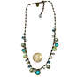 Designer Liz Palacios Silver-Tone Green Blue Rhinestone Link Chain Necklace image number 4