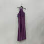 NWT Womens Purple Floral Sleeveless Halter Neck Back Zip Maxi Dress Size 16 image number 1