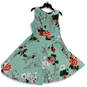 NWT Womens Green Floral Round Neck Knee Length Fit And Flare Dress Size L image number 1