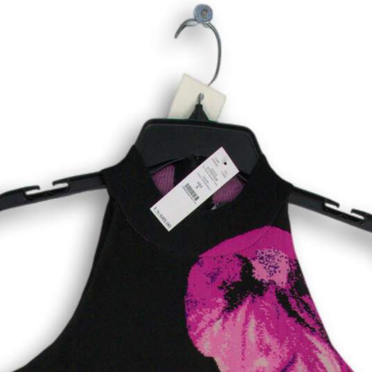 NWT White House Black Market Womens Black Purple Floral Tank Top Size Small image number 3