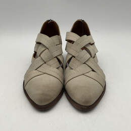 Womens Ray Huarache Ivory Leather Pointed Toe Zip Ankle Booties Size 9 M alternative image