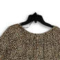 NWT Womens Brown Animal Print Bell Sleeve Pullover Blouse Top Size Large image number 4