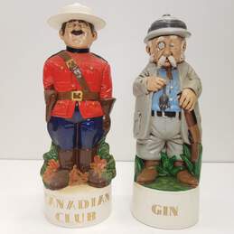 Alberta's Molds s  Set of 2  Vintage Ceramic Decanters Royal Mountie /Safari Hunter