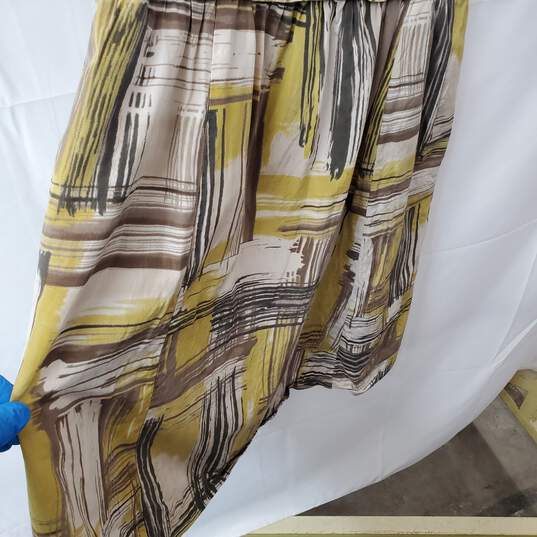 Brown/Yellow Women's Halogen Babydoll Silk Cotton Blend Dress Size 4 image number 3