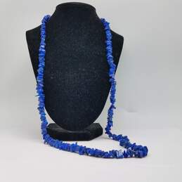 Sterling Silver Lapis Nugget 31 Inch Necklace 62.9g alternative image