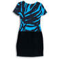 Womens Black Abstract Short Sleeve Round Neck Pullover Sheath Dress Size 2 image number 2