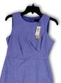 NWT Womens Blue Round Neck Sleeveless Knee Length Sheath Dress Size 4P image number 3