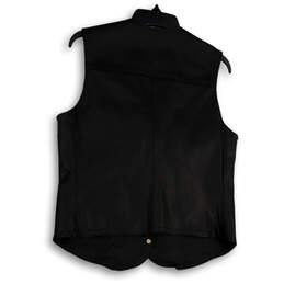 Womens Black Sleeveless V-Neck Pockets Button Front Motorcycle Vest Size L alternative image