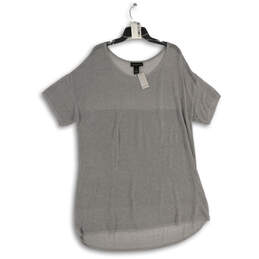 NWT Womens Silver Short Sleeve Round Neck Pullover Blouse Top Size 22/24