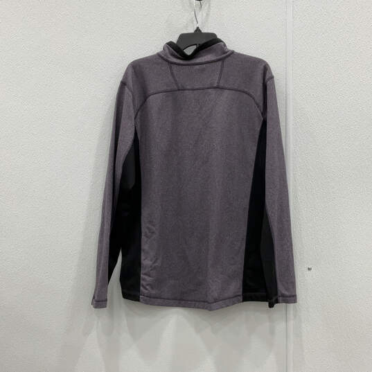 Mens Purple Black Long Sleeve Mock Neck Quarter-Zip Fleece Jacket Size L image number 2