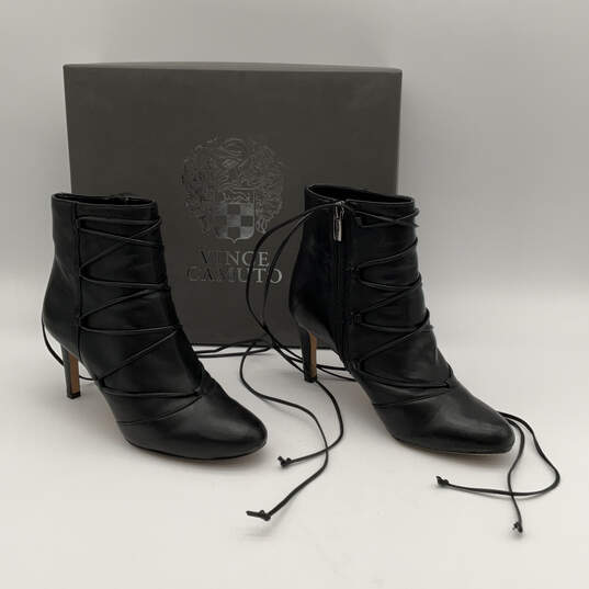 NIB Womens VC-CHENAI Black Leather Wraparound Lace-Up Ankle Booties Sz 6.5M image number 4