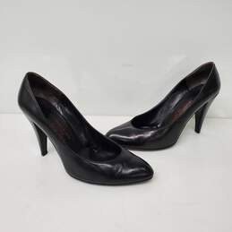 VTG Charles Jourdan Black Leather Heel Pumps Size 6B alternative image