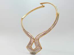 Vintage Biagi Goldtone & Silvertone Modernist Brushed Collar Statement Necklace 68.4g alternative image