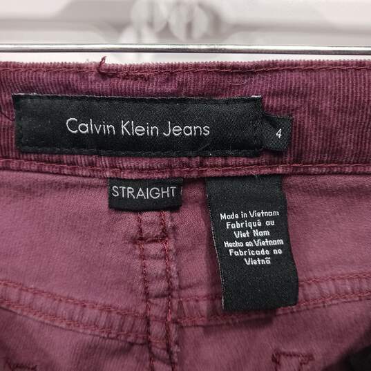 Calvin Klein Women's Plum Corduroy Straight Jeans Size 4 image number 5