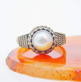 BA Suarti Granulated 925 Sterling Silver Pearl Solitaire Ring 5.9g