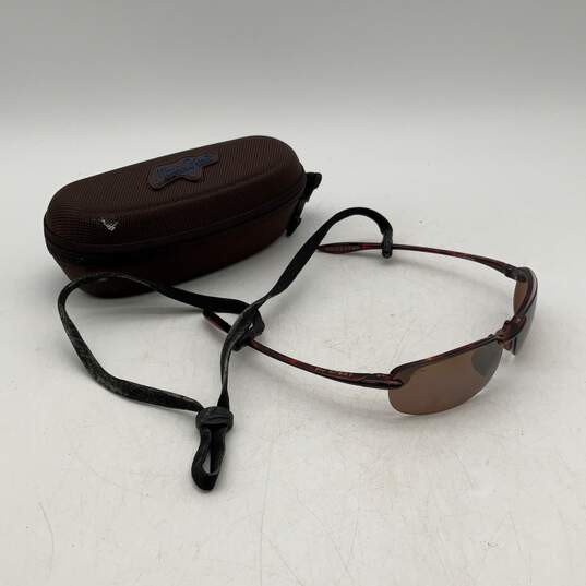 MJ Sport Mens Red Half-Rim Polarized Lightweight Wrap Sunglasses With Brown Case image number 1