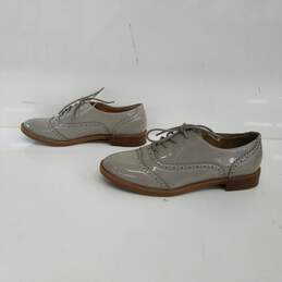 Franco Sarto Wingtip Oxford Iverna Gray Faux Patent Leather Shoes Size 6.5M