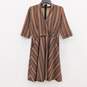 RED Valentino Multicolor Stripes Short Sleeve Casual Pleated Midi Dress Size S with COA image number 1
