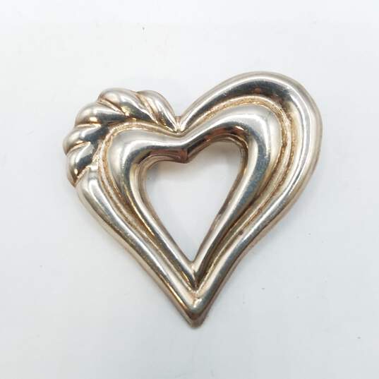 Sterling Silver Open Heart Brooch 9.7g image number 3