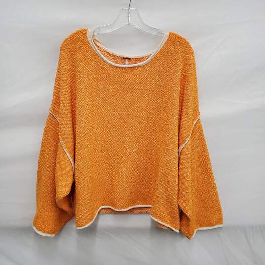 We The Free People WM's Bardot Fleece Oversize Cotton Blend Orange Sweater Size L image number 1
