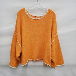We The Free People WM's Bardot Fleece Oversize Cotton Blend Orange Sweater Size L
