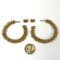 Designer J. Crew Gold-Tone Fashionable Round Shape Beaded Hoop Earrings image number 3