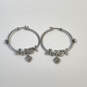 Designer Juicy Couture Silver-Tone Clear Crystals Heart Charm Hoop Earrings image number 2