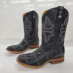 Tin Haul Co. Men's Rope Burn Black Leather Square Toe Cowboy Boots Size 10.5D