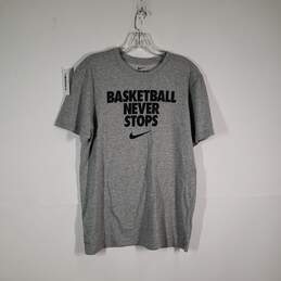 Mens Dri Fit Basketball Never Stops Crew Neck Short Sleeve Pullover T-Shirt Size L