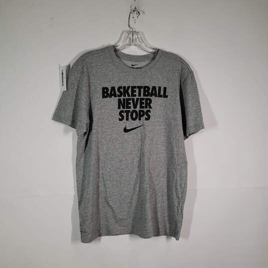 Mens Dri Fit Basketball Never Stops Crew Neck Short Sleeve Pullover T-Shirt Size L image number 1