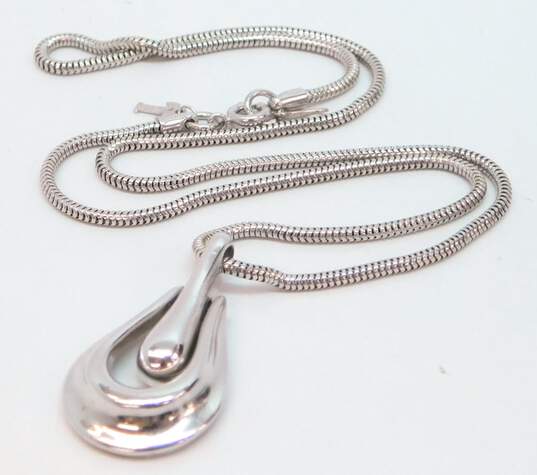 Vintage Crown Trifari Silver Tone Pendant Necklaces 54.3g image number 3