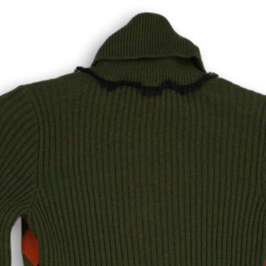 Red Valentino Womens Orange Green Argyle Turtleneck Pullover Sweater Size XS image number 4