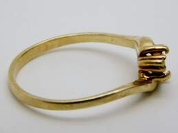10K Yellow Gold Diamond Side Stones 4 Prong Ring Setting For Round Stone 1.5g alternative image