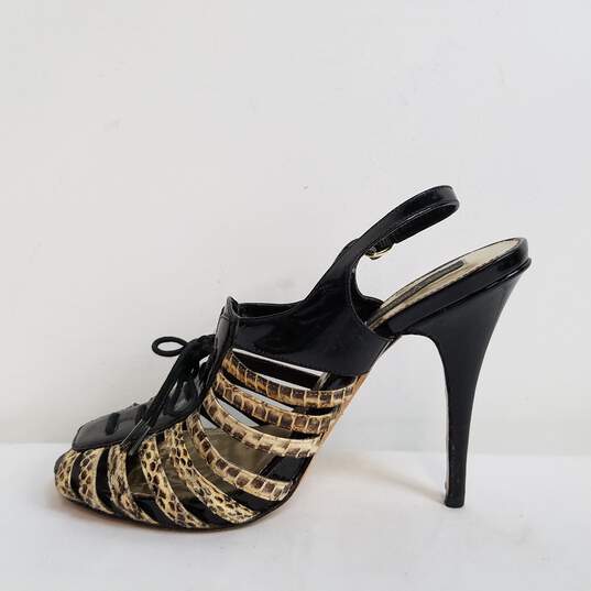 Vince Camuto Black Patent Leather Snakeskin Heels Women's Size 8.5B image number 2