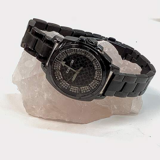 Designer Coach Boyfriend Black Stainless Steel Round Dial Analog Wristwatch image number 1