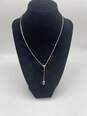 Authentic Womens Silver-Tone Crystal Drop Pendant Chain Necklace image number 1