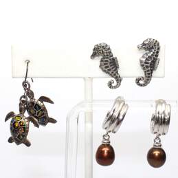 3 Pairs of Sterling Silver/950 Silver Sea Animal Themed Earrings - 14.6g