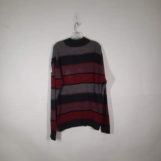 Mens Striped Long Sleeve 1/4 Zip Knitted Pullover Sweater Size XL image number 2