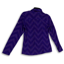 Womens Purple Chevron Long Sleeve 1/4 Zip Collared Fleece Jacket Size Small alternative image