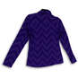 Womens Purple Chevron Long Sleeve 1/4 Zip Collared Fleece Jacket Size Small image number 2