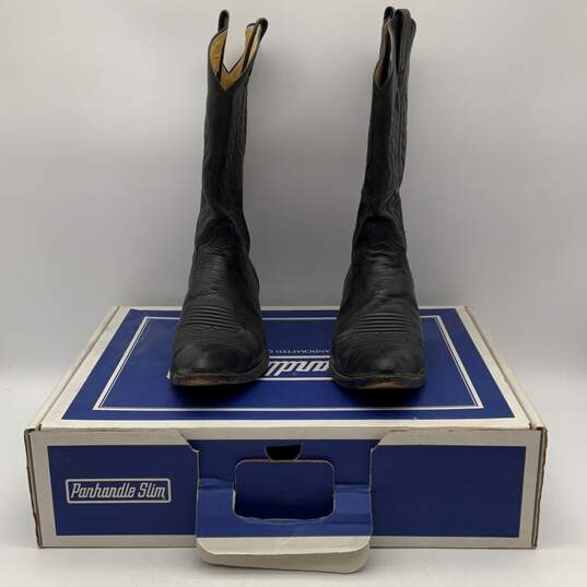 IOB Panhandle Slim Womens Black Block Heel Pull-On Cowboy Western Boots Size 7 image number 3